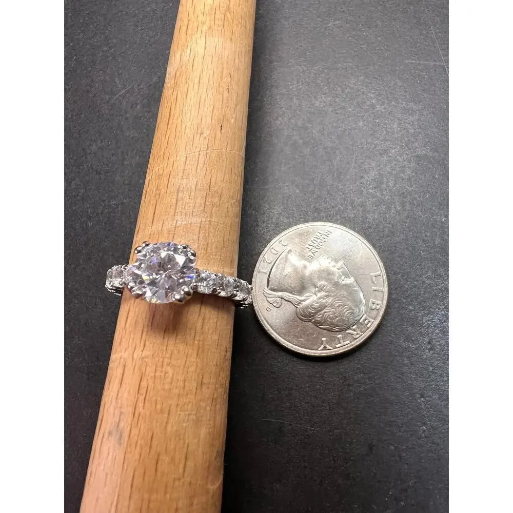 Cubic zirconia sterling silver ring size 7